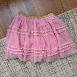 Mini Boden Pink Tulle Skirt with Gold Trim